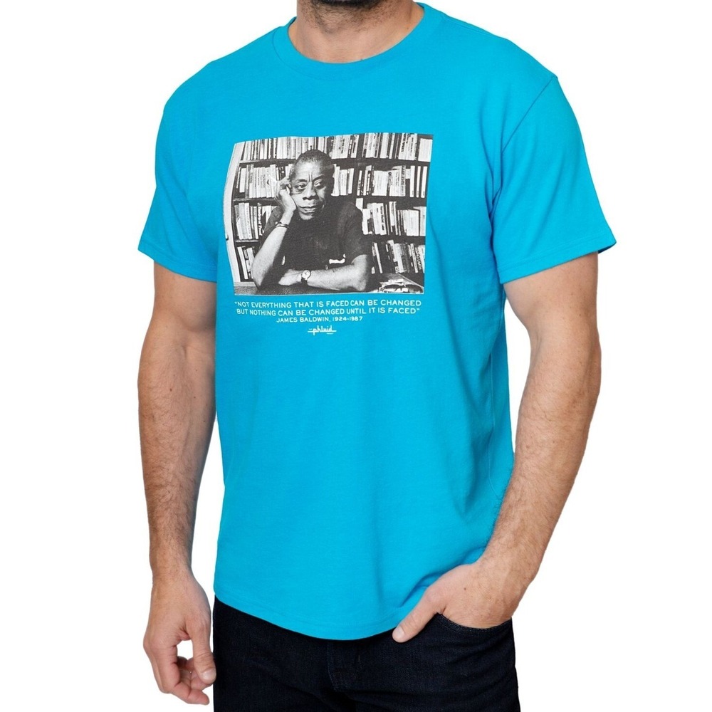 The Phluid Project James Baldwin Quote Graphic T-Shirt,‎ Blue, Size XL, NWT
